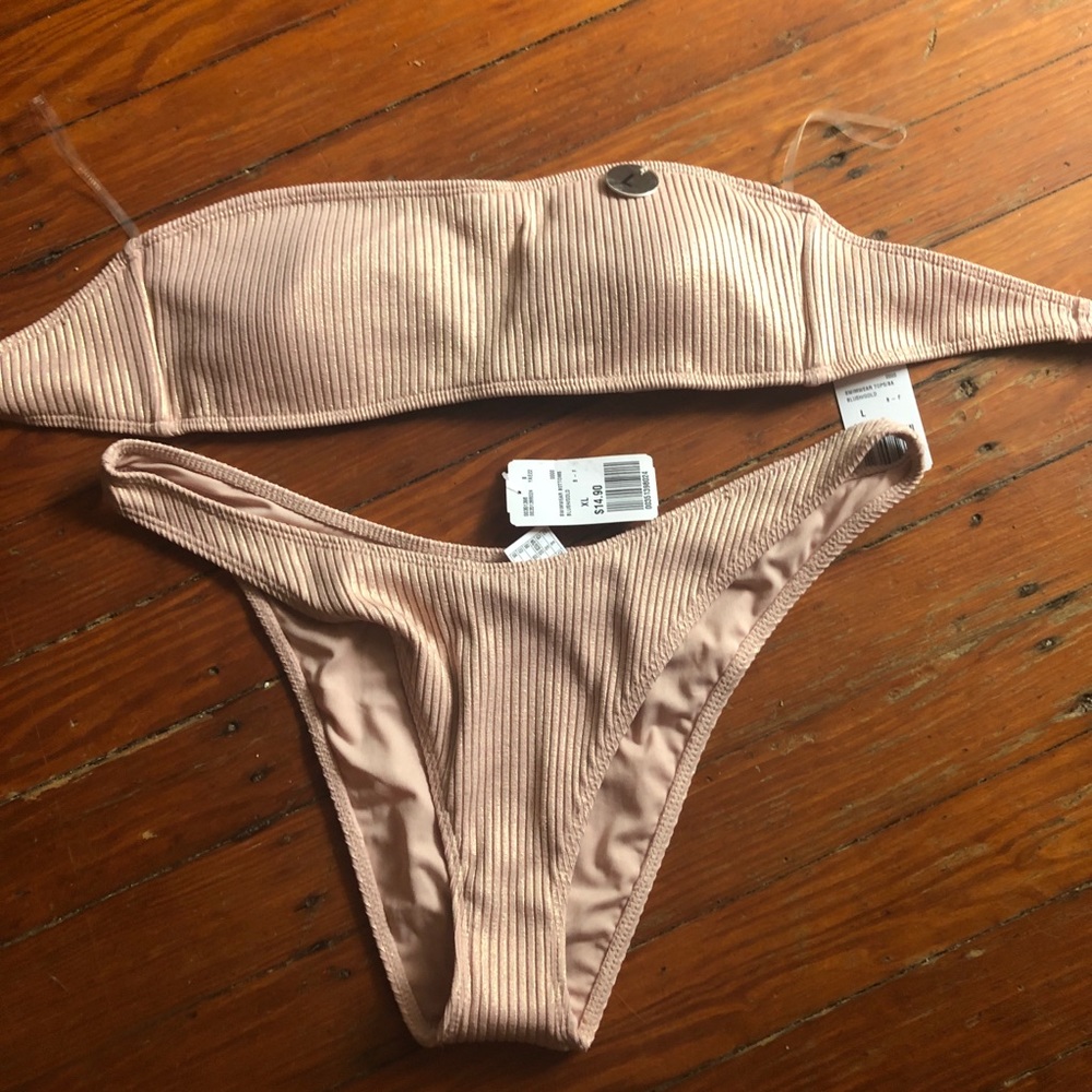 Forever 21 beige bandeau, swim bottom NEVER WORN